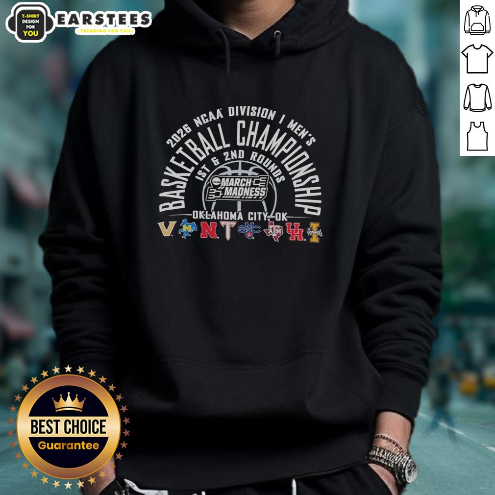 official-ncaa-division-i-mens-basketball-championship-2026-1st-and-2nd-rounds-oklahoma-city-ok-hoodie 2026 NCAA Division I Men's Basketball Championship hoodie featuring Oklahoma City design for 1st and 2nd rounds.