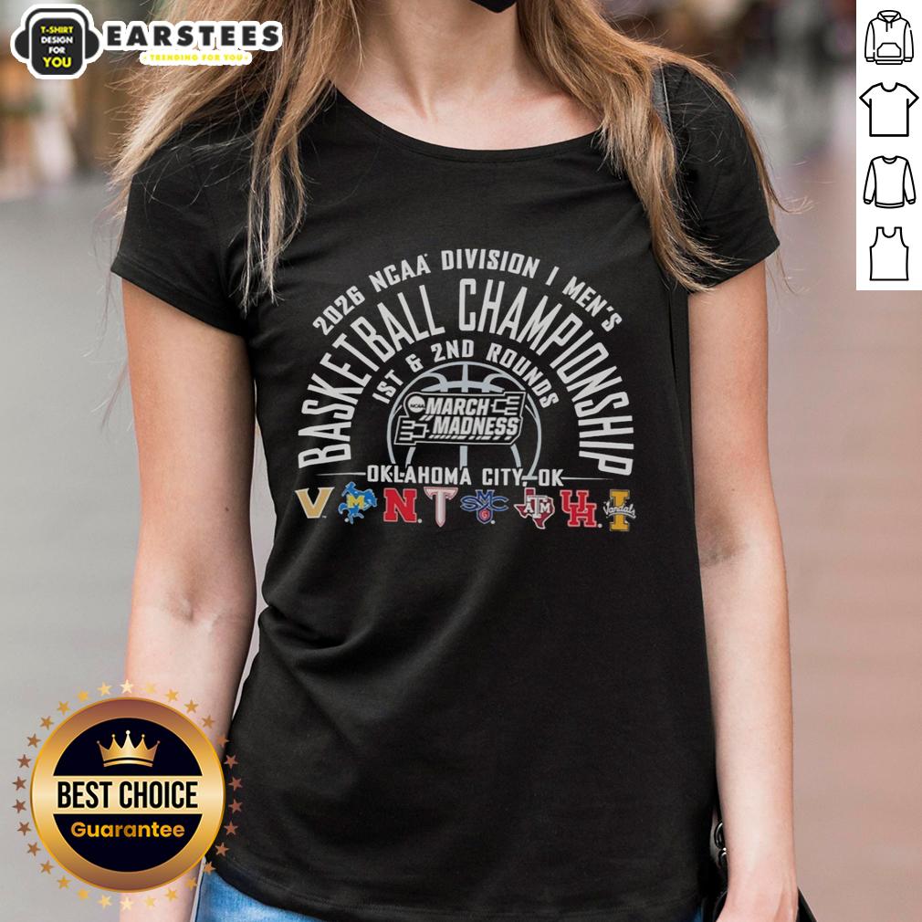 official-ncaa-division-i-mens-basketball-championship-2026-1st-and-2nd-rounds-oklahoma-city-ok-ladies-tee Official NCAA Division I Men's Basketball Championship 2026 tee featuring design for 1st and 2nd rounds in Oklahoma City.