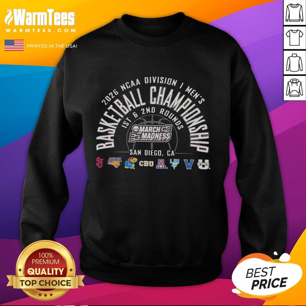 official-ncaa-division-i-mens-basketball-championship-2026-1st-and-2nd-rounds-san-diego-ca-sweatshirt 2026 NCAA Division I Men's Basketball Championship sweatshirt featuring San Diego design, perfect for fans of college basketball.