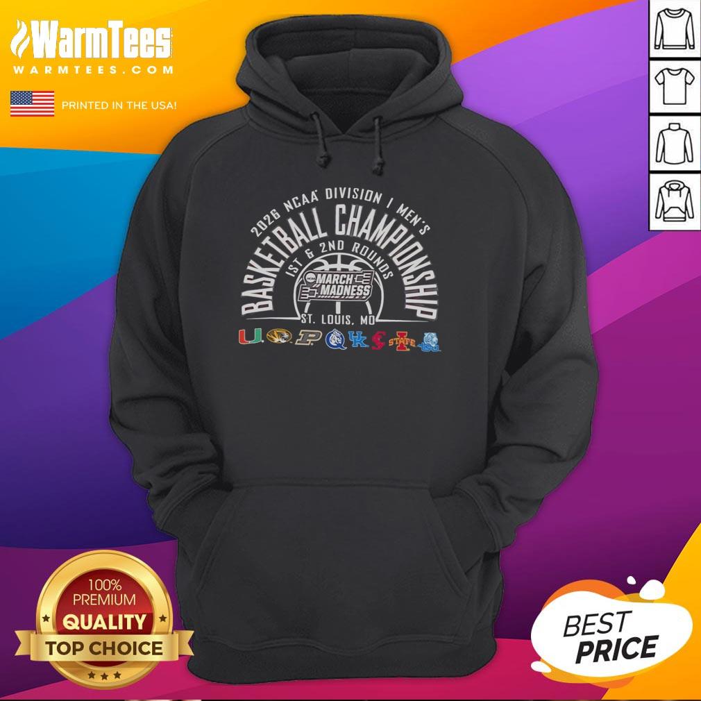 official-ncaa-division-i-mens-basketball-championship-2026-1st-and-2nd-rounds-st-louis-mo-hoodie Official NCAA Division I Men's Basketball Championship 2026 hoodie featuring St. Louis, MO design for 1st and 2nd rounds.