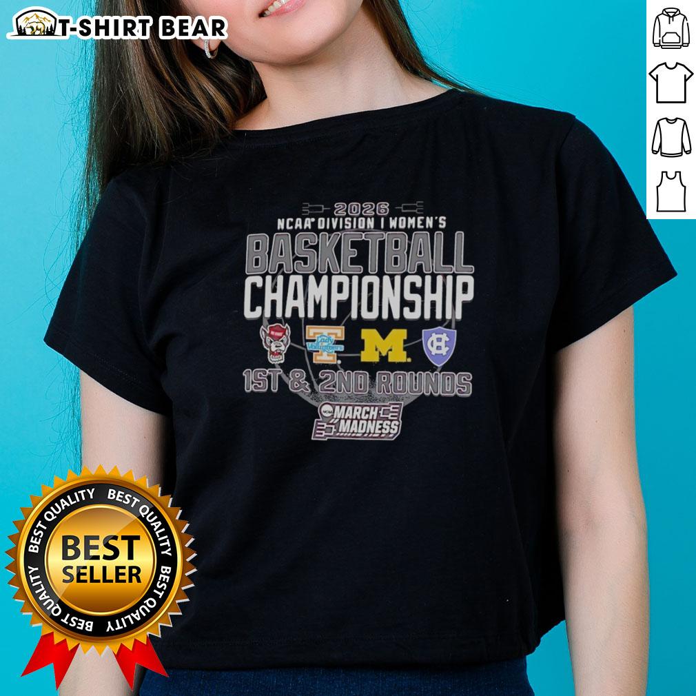 Official NCAA Division I Women's Basketball Championship 1st And 2nd Rounds March Madness 2026 Ladies-Tee Official NCAA Division I Women's Basketball Championship 2026 Ladies Tee featuring March Madness logo and vibrant design.