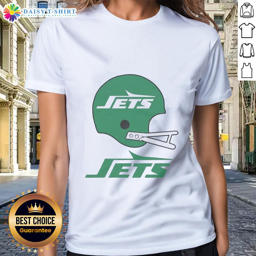 Official New York Jets Football Logo In Big Helmet Ladies Tee Official New York Jets football logo on a big helmet graphic for ladies tee, perfect for fans and game day wear.