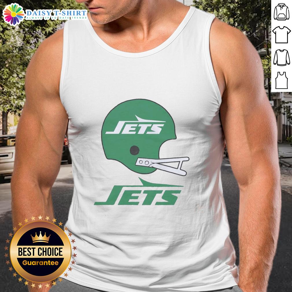 Official New York Jets Football Logo In Big Helmet Tank Top Alt Text: Official New York Jets football logo on a big helmet tank top design, perfect for fans and summer wear.