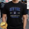 Alt Text: Official New York Rangers Hockey Legacy Crest T-Shirt featuring team colors and logo, perfect for fans and collectors.