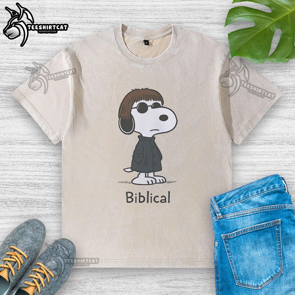official-oasis-snoopy-biblical-washed-t-shirt Official Oasis Snoopy Biblical Washed T-Shirt featuring a vintage design and soft fabric, perfect for casual wear.
