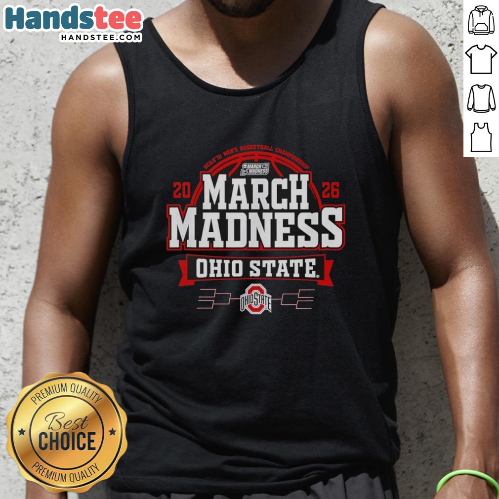 official-ohio-state-buckeyes-march-madness-2026-mens-basketball-tank-top Official Ohio State Buckeyes March Madness 2026 men's basketball tank top featuring team colors and logo design.