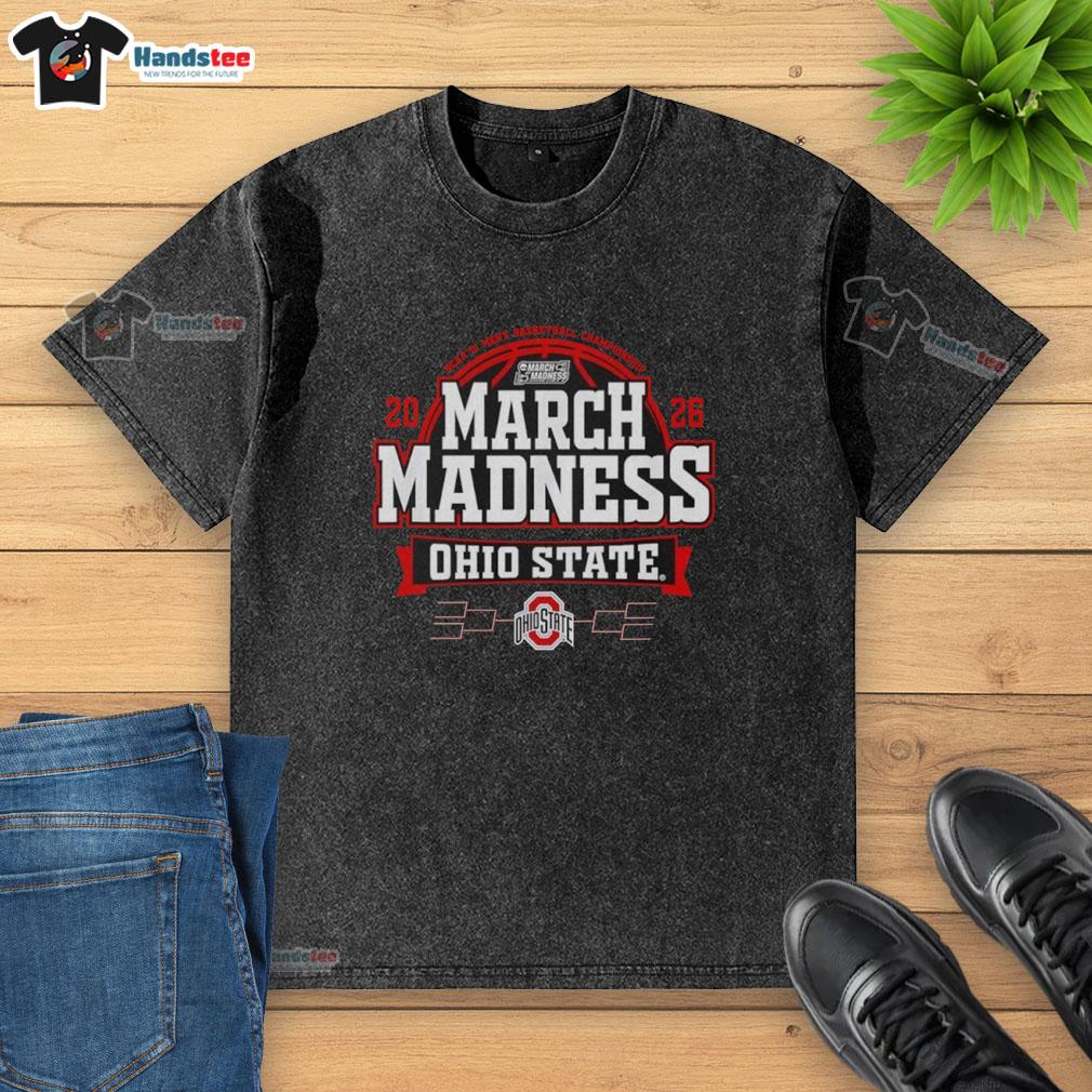 official-ohio-state-buckeyes-march-madness-2026-mens-basketball-washed-t-shirt Official Ohio State Buckeyes March Madness 2026 Men's Basketball washed t-shirt in scarlet and gray for fans.