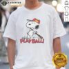 Official Peanuts Snoopy Play Ball Raglan T-Shirt featuring colorful Snoopy graphic on a stylish raglan design.