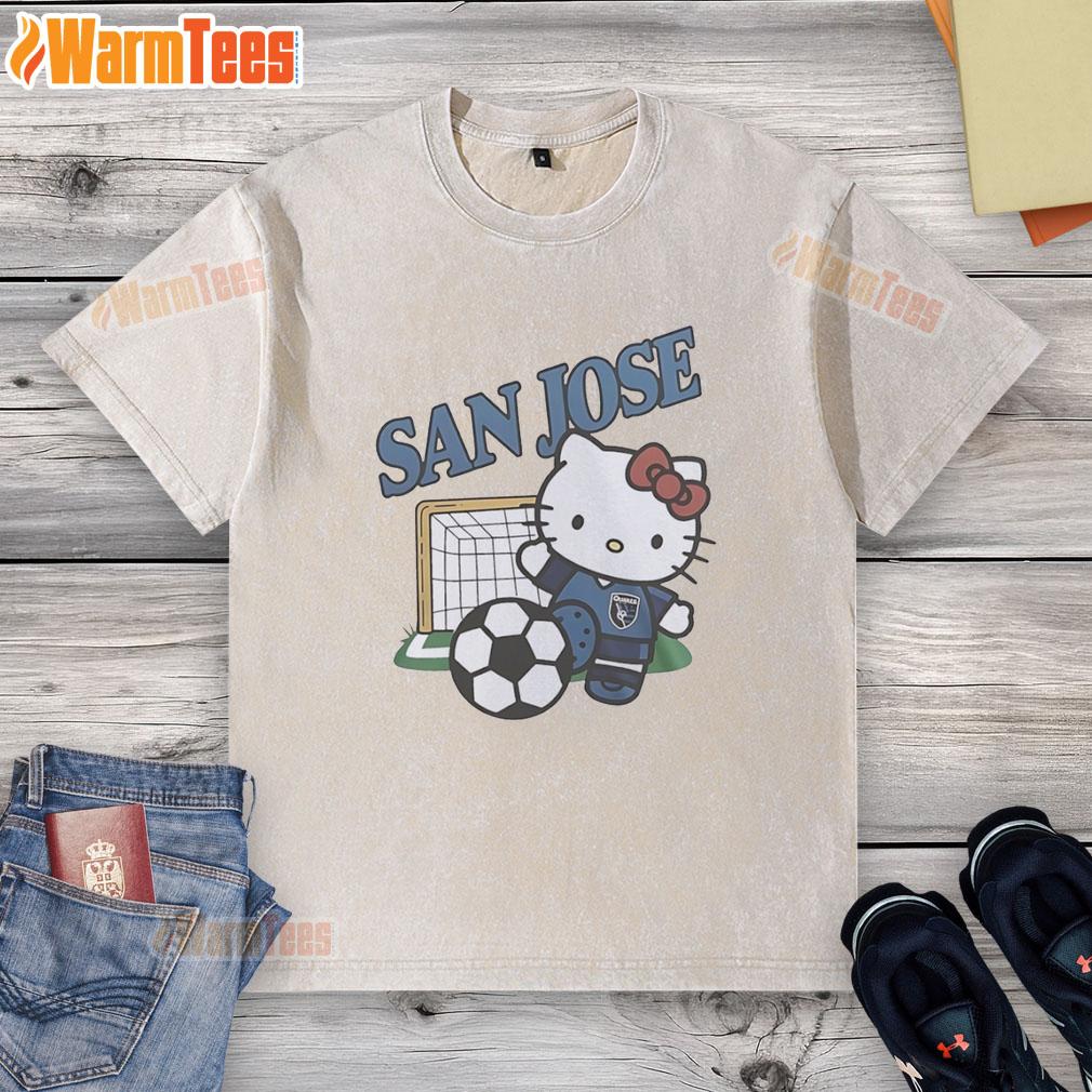 official-san-jose-earthquakes-fc-x-hello-kitty-washed-t-shirt Alt Text: Official San Jose Earthquakes FC x Hello Kitty washed t-shirt featuring vibrant graphics and a relaxed fit design.