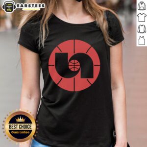 Alt Text: Awesome Nebraska Basketball 1980s logo on a stylish ladies tee, perfect for fans of vintage sports apparel.