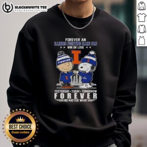 Alt Text: Original Charlie Brown Touch Hand Snoopy Forever sweatshirt for Illinois Fighting Illini fans, perfect for game day.