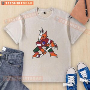 Alt Text: Nice Arizona Coyotes NHL Kachina Coyote logo washed t-shirt in vibrant colors, perfect for hockey fans.