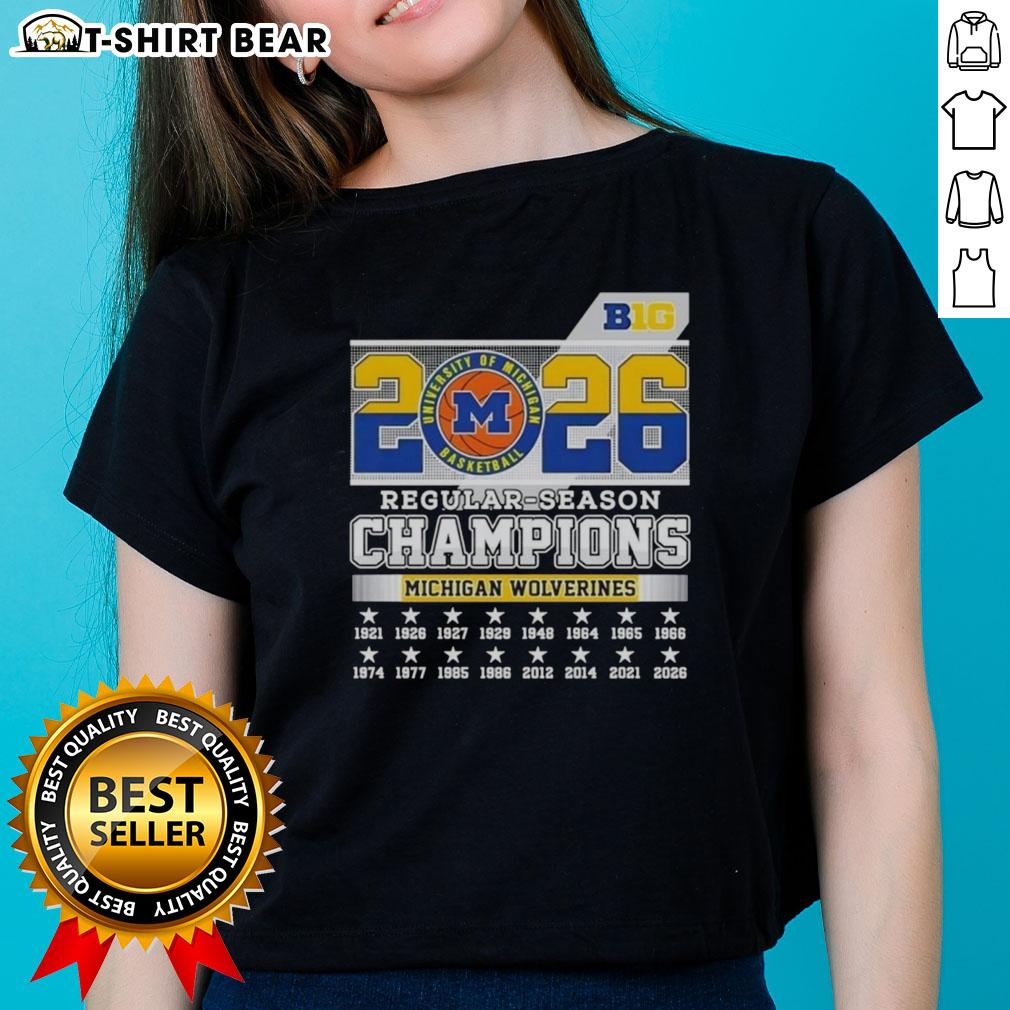 Original 2026 Big Ten Regular Season Champions Michigan Wolverines Ladies Tee Michigan Wolverines Ladies Tee celebrating the 2026 Big Ten Regular Season Champions title in stylish design.