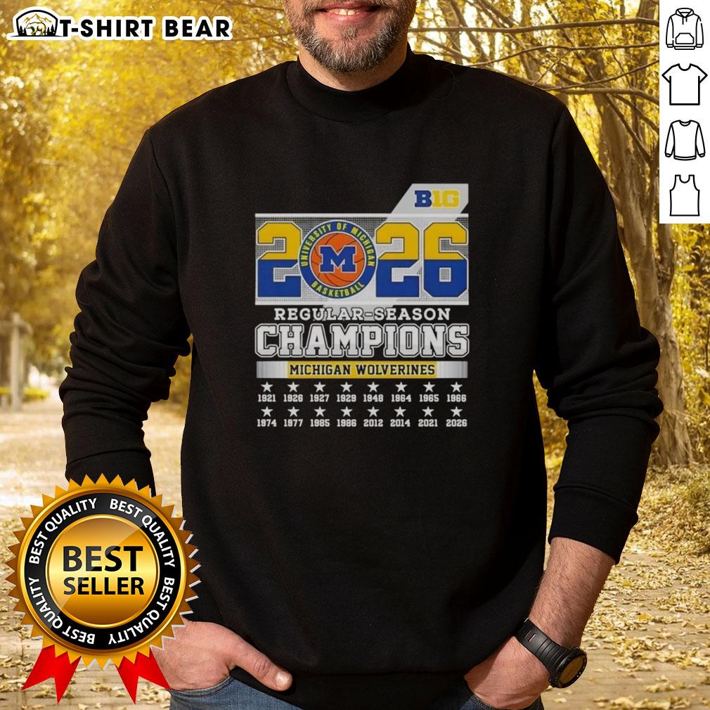 Original 2026 Big Ten Regular Season Champions Michigan Wolverines Sweatshirt Michigan Wolverines sweatshirt commemorating the 2026 Big Ten Regular Season Champions, featuring team colors and logo.