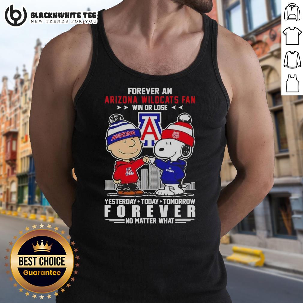 Original Charlie Brown Touch Hand Snoopy Forever A Arizona Wildcats Fan Win Or Lose Tank Top Original Charlie Brown tank top featuring Snoopy, perfect for Arizona Wildcats fans, win or lose.