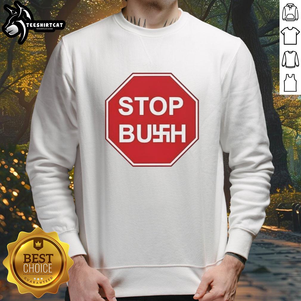 original-diego-maradona-stop-bush-logo-sweatshirt Alt Text: Original Diego Maradona Stop Bush Logo Sweatshirt featuring iconic design celebrating the legendary footballer.
