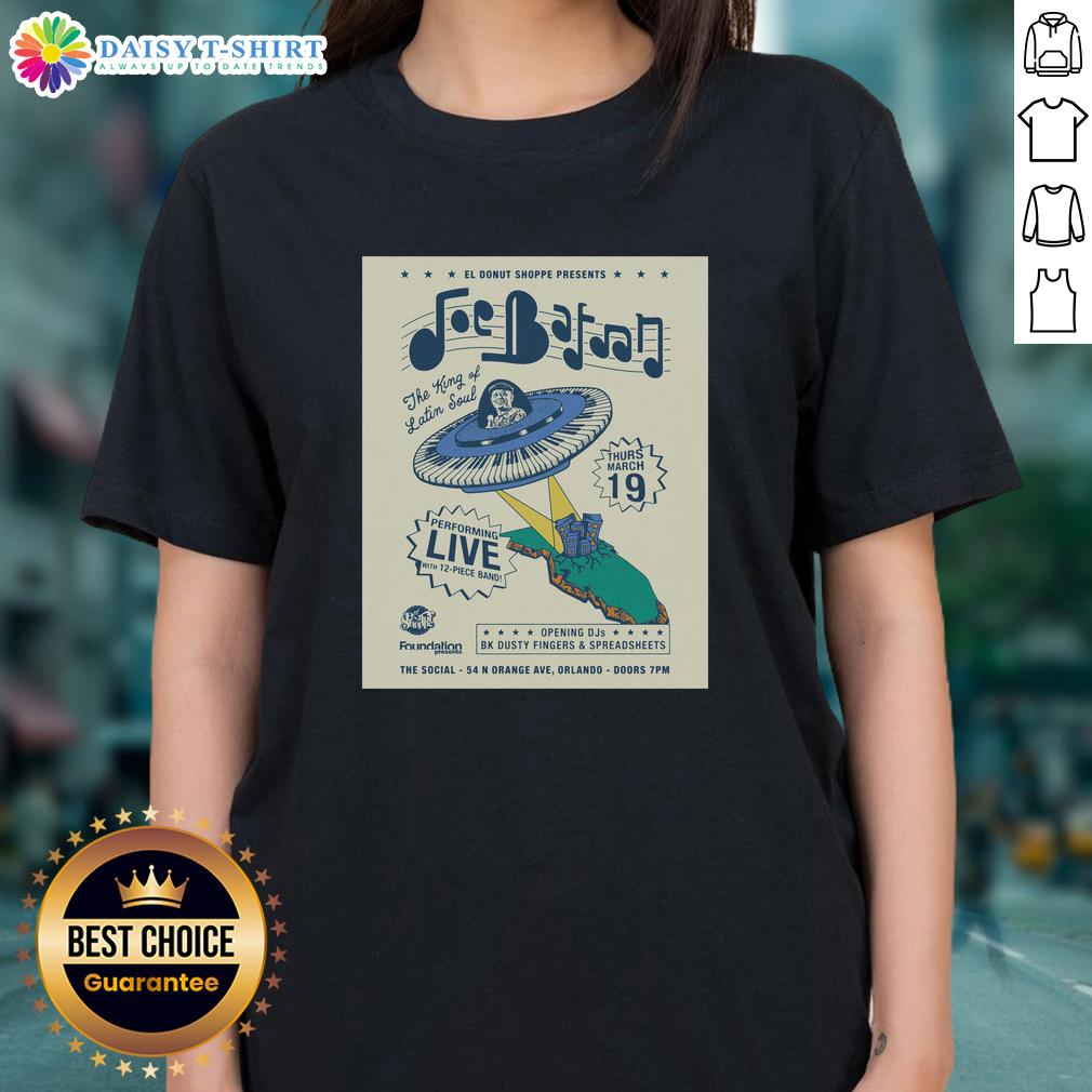 Original El Donut Shoppe Presents Joe Bataan 3 19 2026 Orlando Fl Poster Ladies-Tee Original El Donut Shoppe presents Joe Bataan concert poster for 3/19/2026 in Orlando, FL, featuring ladies' tee design.