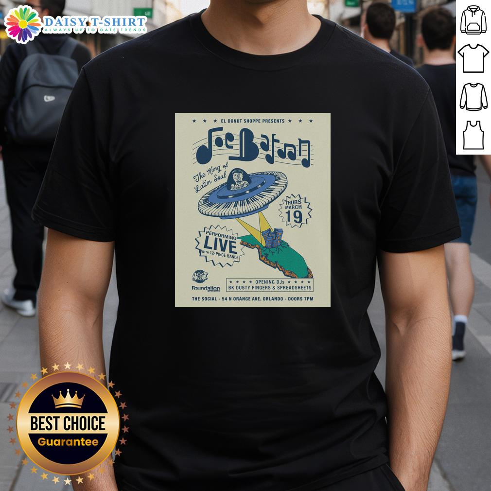 Original El Donut Shoppe Presents Joe Bataan 3 19 2026 Orlando Fl Poster T-Shirt Original El Donut Shoppe Joe Bataan concert poster t-shirt for March 19, 2026, in Orlando, FL - vibrant design.