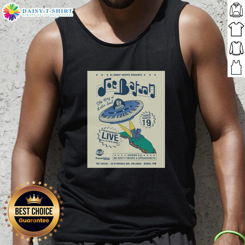 Original El Donut Shoppe Presents Joe Bataan 3 19 2026 Orlando Fl Poster Tank Top Joe Bataan poster tank top from Original El Donut Shoppe event on March 19, 2026, in Orlando, FL.