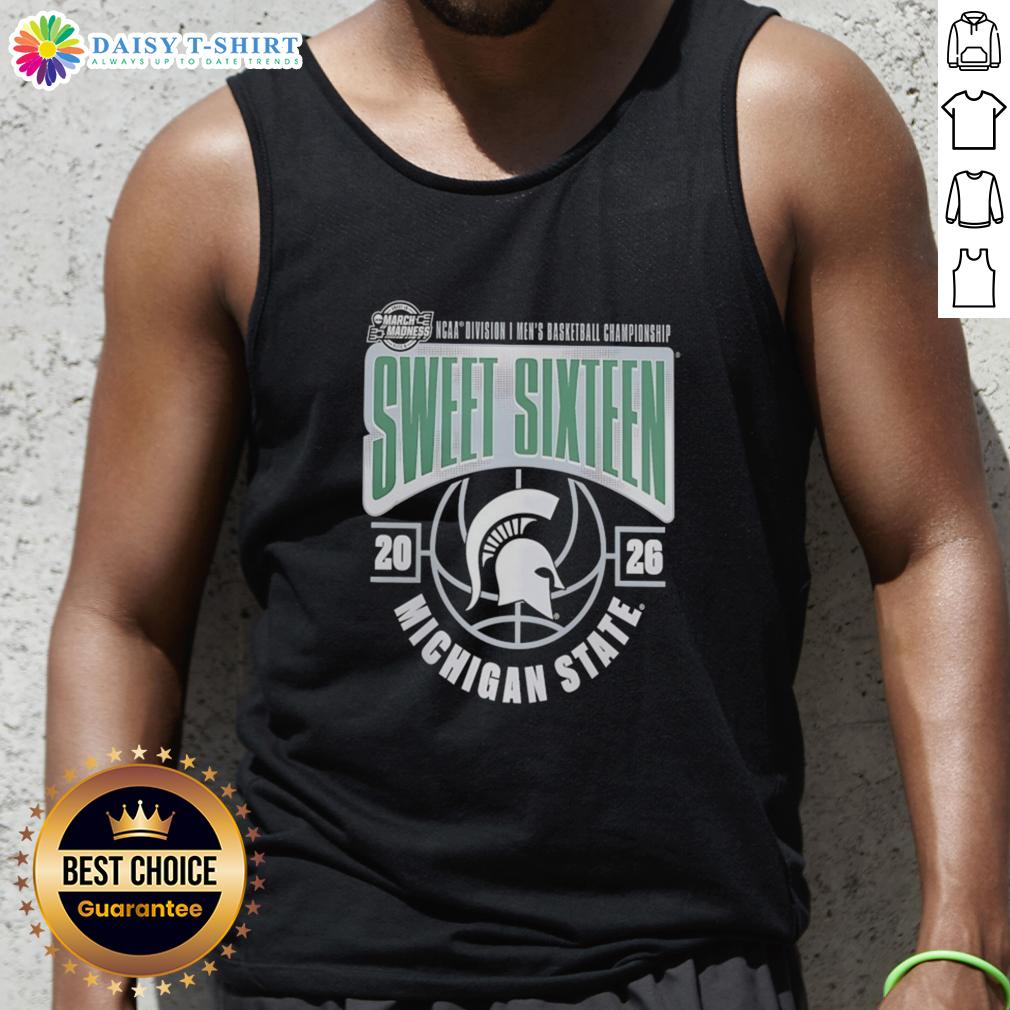 Original Michigan State Spartans 2026 NCAA Men's Basketball Tournament March Madness Sweet 16 Tank Top Alt Text: Original Michigan State Spartans 2026 NCAA Men's Basketball Tournament Sweet 16 tank top showcasing team spirit.