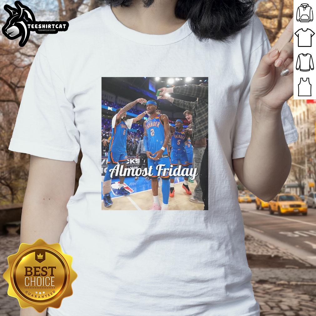 original-shai-gilgeous-alexander-oklahoma-city-thunder-almost-friday-postgame-ladies-tee Original Shai Gilgeous-Alexander Oklahoma City Thunder Almost Friday Postgame Ladies Tee featuring vibrant team colors.