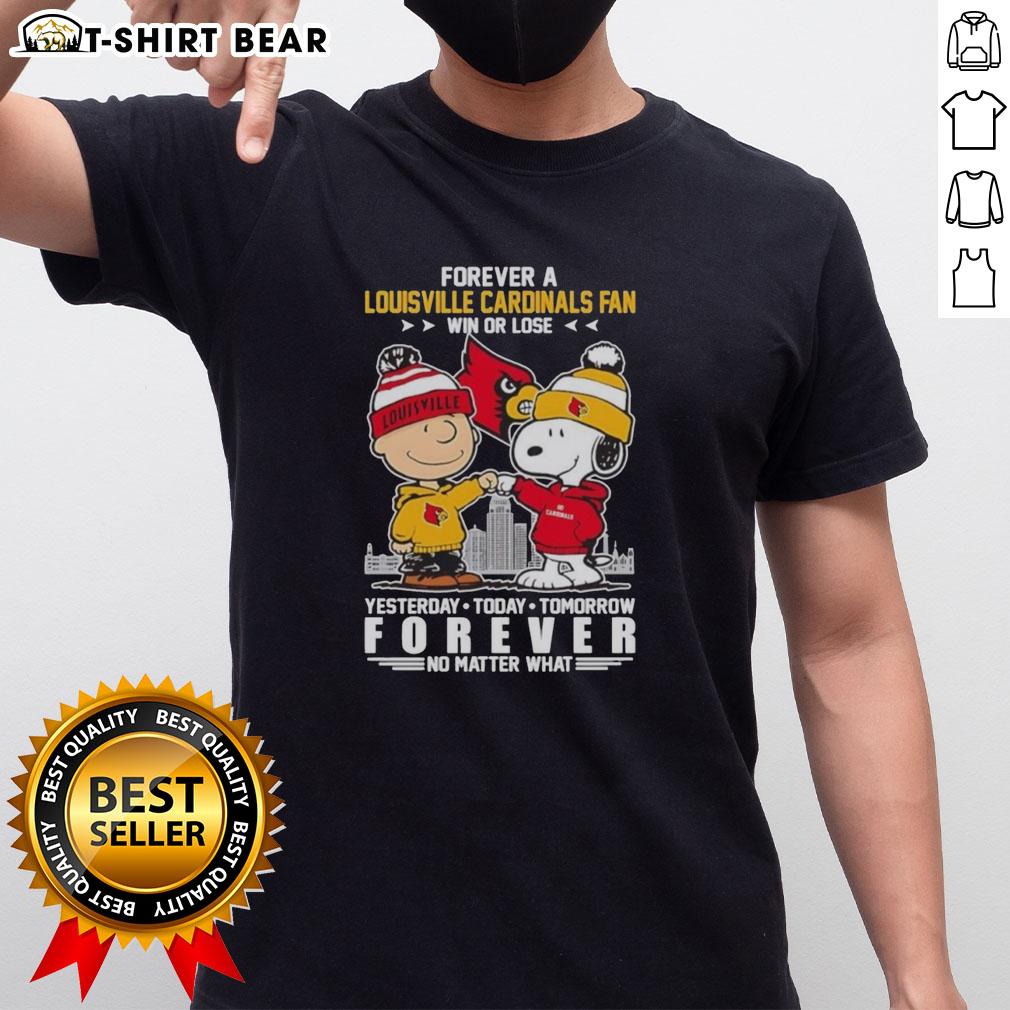 Original Snoopy And Charlie Brown X Ncaa Forever A Louisville Cardinals Fan Win Or Lose T-Shirt Original Snoopy and Charlie Brown NCAA Forever Louisville Cardinals fan T-shirt, celebrating win or lose spirit.