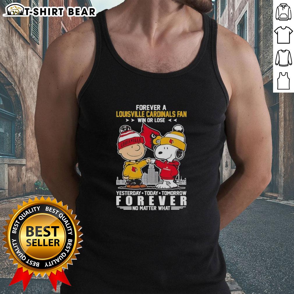 Original Snoopy And Charlie Brown X Ncaa Forever A Louisville Cardinals Fan Win Or Lose Tank Top Snoopy and Charlie Brown NCAA Forever Louisville Cardinals fan tank top, perfect for win or lose game days.
