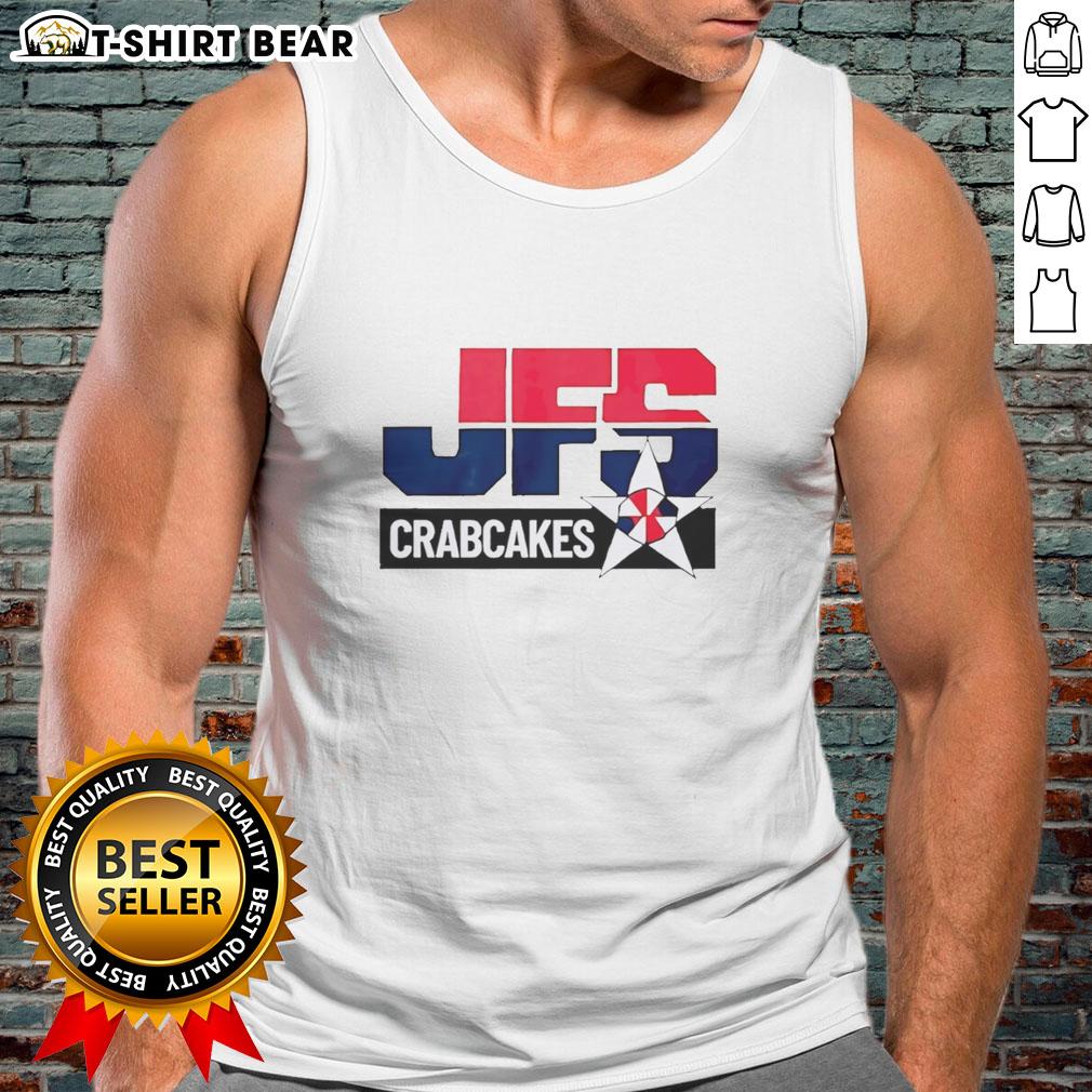 Original Tony Jfs Crabcakes Tank Top Alt Text: Original Tony J's Crabcakes tank top featuring vibrant graphics and a comfortable fit, perfect for seafood lovers.
