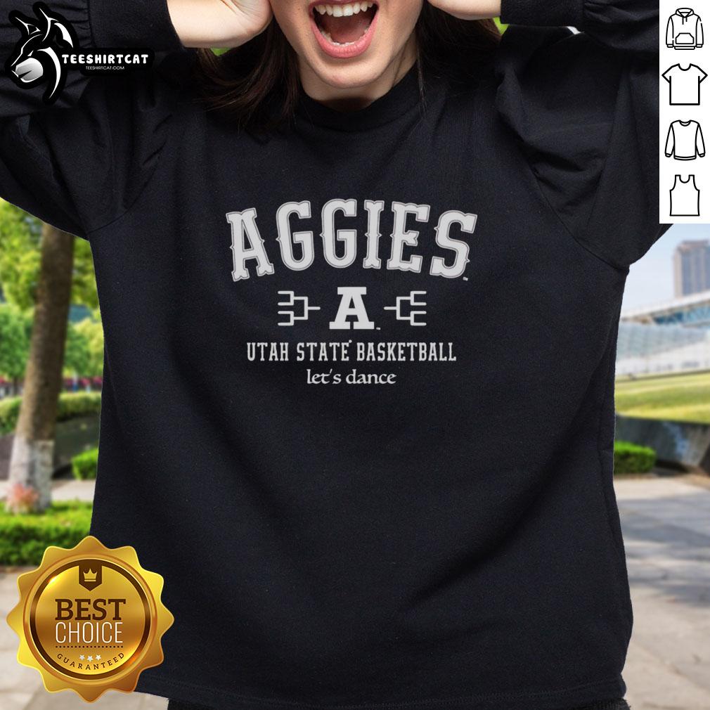 original-utah-state-aggies-basketball-lets-dance-logo-sweatshirt Alt Text: Original Utah State Aggies Basketball Let's Dance Logo Sweatshirt featuring vibrant colors and classic design.