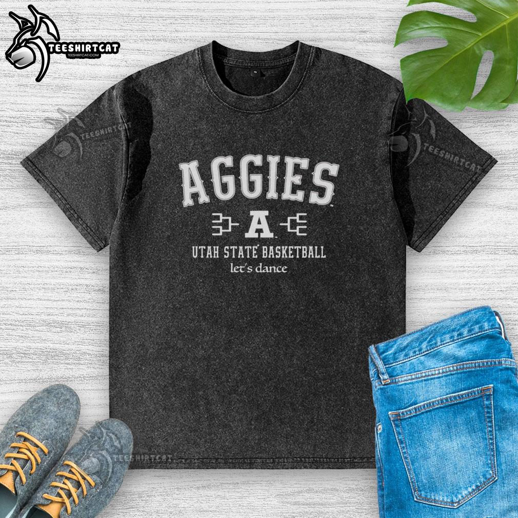 original-utah-state-aggies-basketball-lets-dance-logo-washed-t-shirt Original Utah State Aggies Basketball 'Let's Dance' Logo on a Washed T-Shirt for fans and alumni.