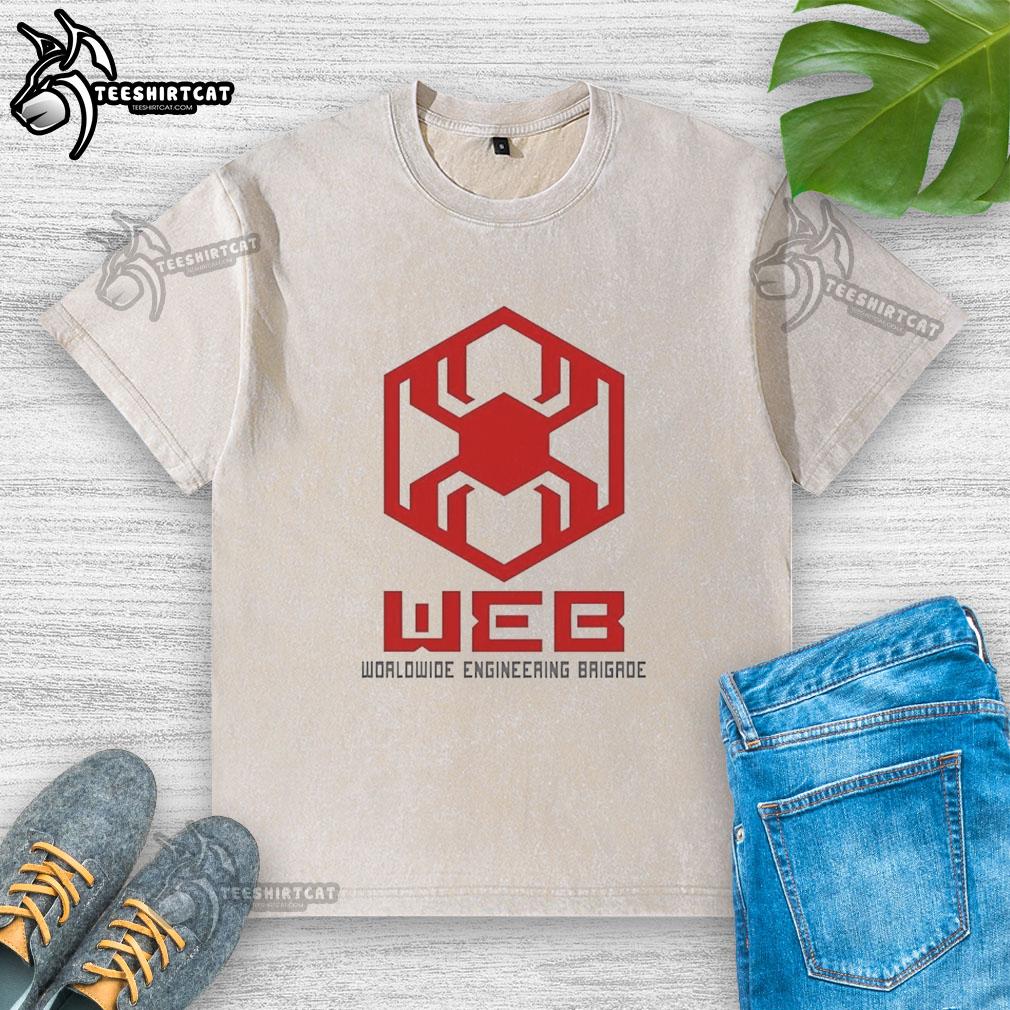 original-web-worldwide-engineering-brigade-washed-t-shirt Original Web Worldwide Engineering Brigade washed t-shirt in a casual setting, showcasing its comfortable fit and design.