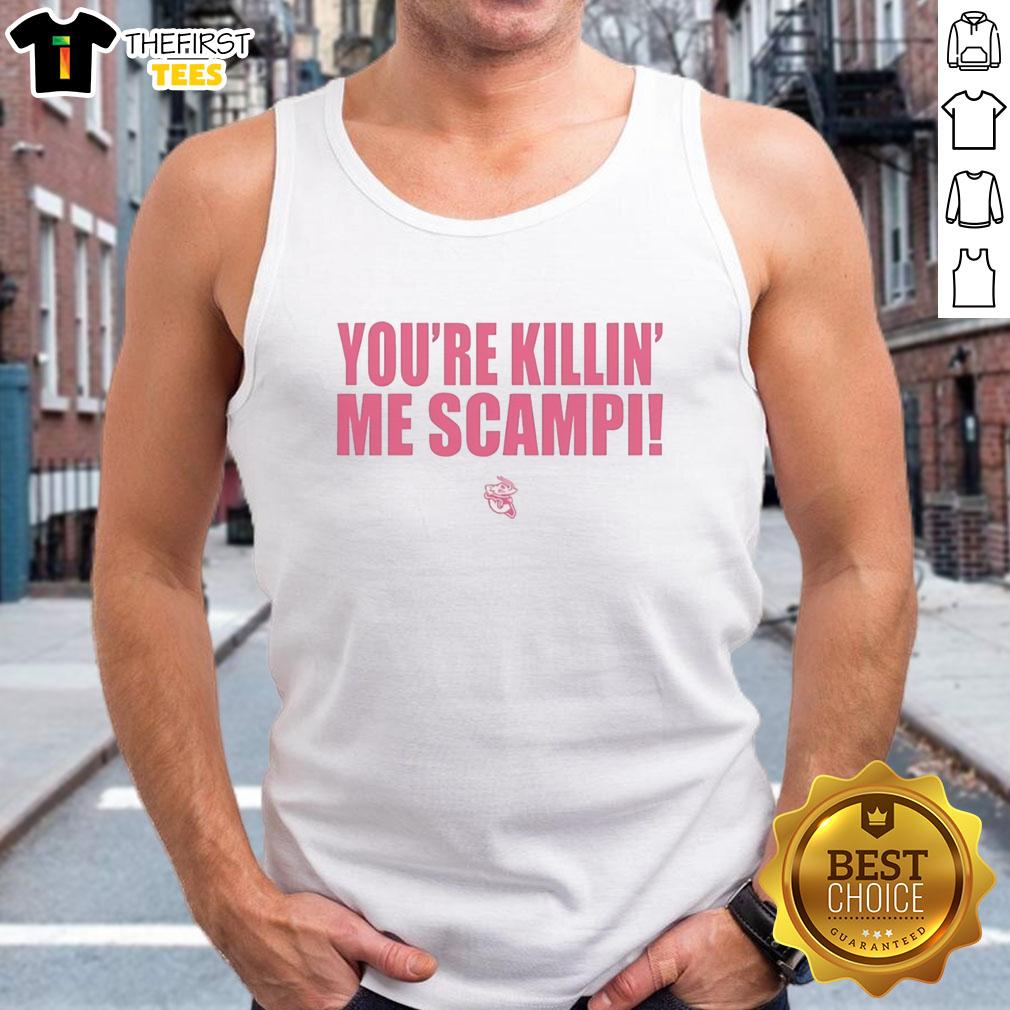 original-youre-killin-me-scampi-tank-top Original You're Killin' Me Scampi Tank Top featuring a fun seafood graphic, perfect for summer fashion.