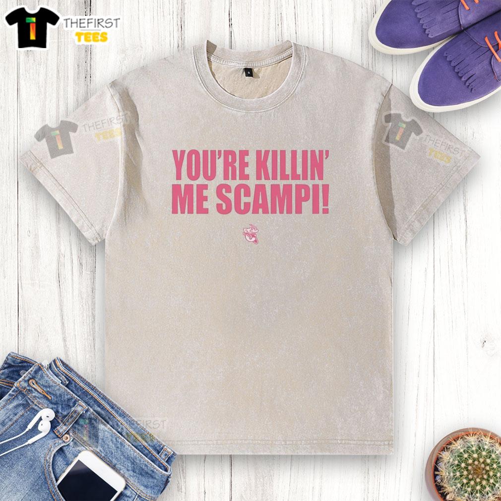 original-youre-killin-me-scampi-washed-t-shirt Original You're Killin' Me Scampi washed t-shirt featuring a fun seafood graphic and stylish design for casual wear.