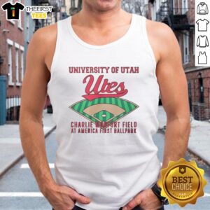 Top University of Utah Utes Charlie Monfort Field tank top at America First Ballpark, showcasing school spirit and style.