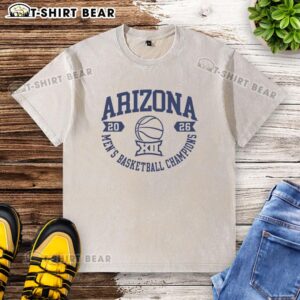 White Arizona Wildcats Big 12 2026 Men's Basketball Champions washed t-shirt from Summit Sportswear, ideal for fans.