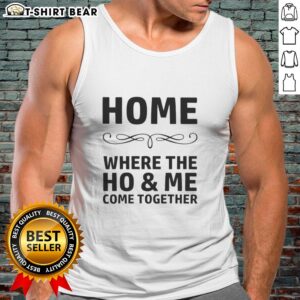 Awesome home tank top featuring a unique design where 'ho' and 'me' come together, perfect for casual summer wear.