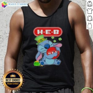 Top Stitch Hug H-E-B logo St. Patrick's Day tank top featuring festive green design and comfortable fit for celebration.
