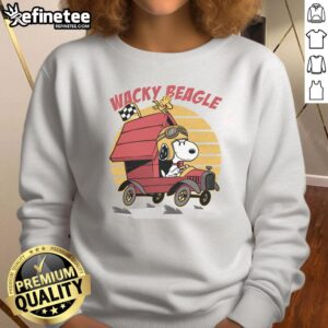 Cute wacky beagle car sweatshirt featuring a playful beagle graphic, perfect for dog lovers and casual wear.