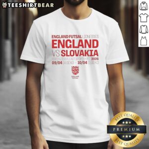 Nice England Futsal Lionesses T-Shirt featuring a vibrant design for the England vs Slovakia match
