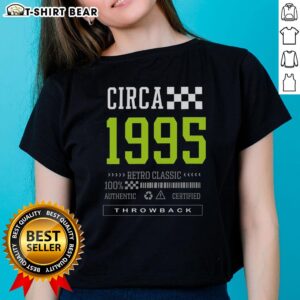 Pretty Circa 1995 Retro Classic Ladies Tee in vibrant colors, showcasing a stylish vintage design perfect for casual wear.