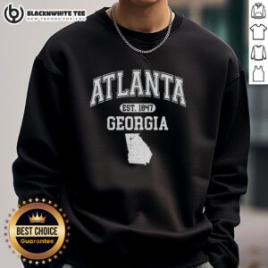 Official Atlanta Georgia Est. 1847 Varsity Sweatshirt in navy blue, featuring a classic design and comfortable fit.
