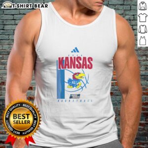 Alt Text: Stylish Kansas Jayhawks tank top for March Madness, perfect for fans supporting their team in the NCAA tournament.
