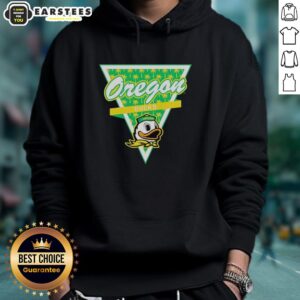 Alt Text: Awesome Oregon Ducks football hoodie featuring a palm tree pattern inside a triangle logo design.