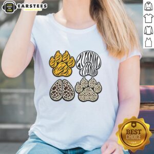 Cute animal print paws ladies tee featuring a playful design perfect for animal lovers and casual wear.