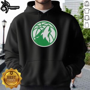 Alt Text: Top Minnesota Timberwolves white logo hoodie for St. Patrick's Day celebration, stylish and festive apparel.