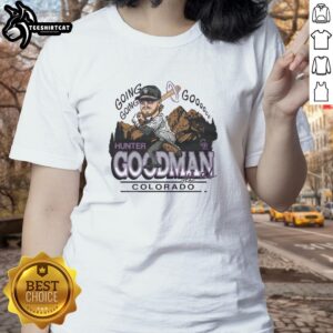 Pretty Rockies Hunter Goodman Signature Ladies Tee featuring a stylish design perfect for outdoor enthusiasts.