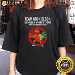 Awesome Team Cock Block No Dudes in Women's Sports Ladies Tee showcasing a bold graphic design for women's athletic apparel.
