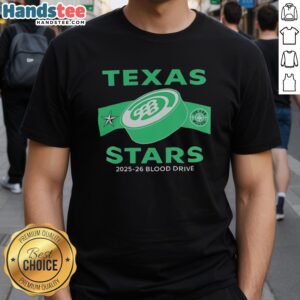Hot Texas Stars 2025-26 Blood Drive T-Shirt featuring vibrant graphics supporting the blood donation campaign.