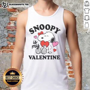 Pretty Peanuts Snoopy Is My Valentine tank top featuring a cute Snoopy design for Valentine's Day fashion.