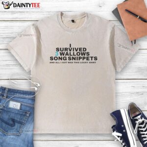 Good I Survived 3 Wallows Song Snippets washed t-shirt featuring colorful graphics and a relaxed fit design.